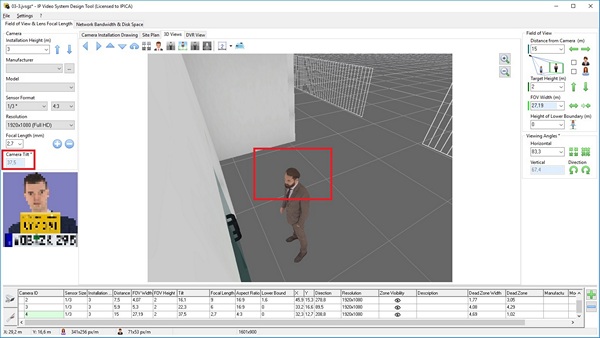 CCTV limit angles, 3D view